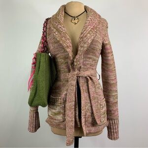 Vintage Chunky Knit Belted Cardigan